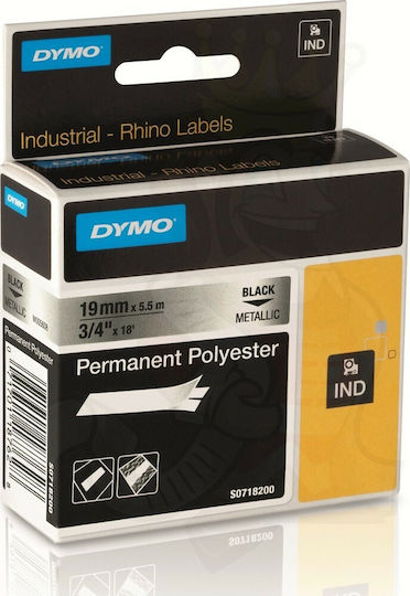 Dymo 18487 Ταινία Ετικετογράφου 5.5m x 19mm σε Ασημί Χρώμα Συμβατή με Dymo Rhino/IND