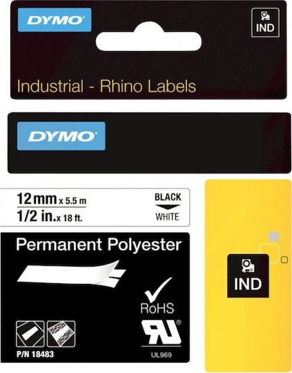 Dymo 622289 Ταινία Ετικετογράφου 5.5m x 12mm σε Διάφανο Χρώμα Συμβατή με Dymo Rhino/IND