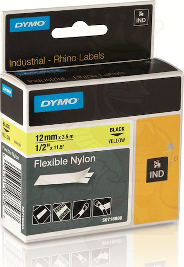 Dymo 18490 Етикетна Лента 3.5м х 12мм в Жълт Цвят Съвместима с Dymo Rhino/IND