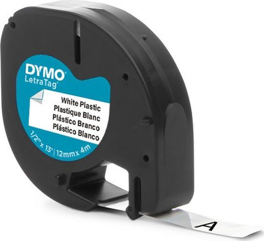 Dymo 91201 Label Maker Tape 4m x 12mm In White Colour Compatible With Dymo LetraTag/LT