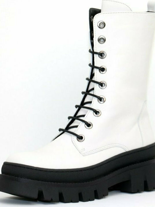 Fardoulis Leather Women's Ankle Boots White