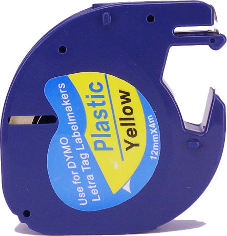 Dymo 91202 Label Maker Tape 4m x 12mm in Yellow Colour Compatible with Dymo LetraTag/LT