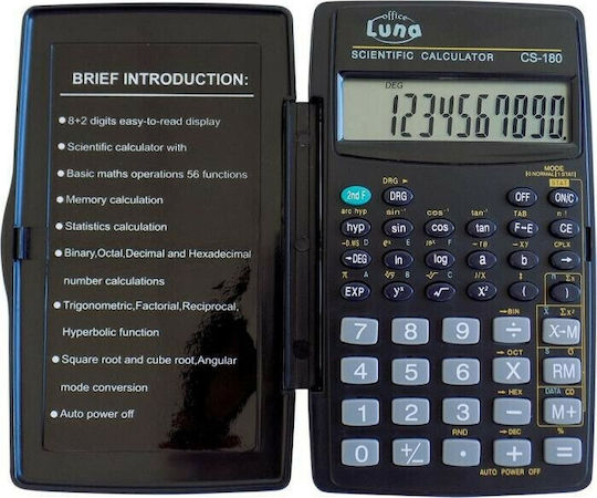 Luna CS-180 Αριθμομηχανή Επιστημονική 10 Ψηφίων σε Μαύρο Χρώμα