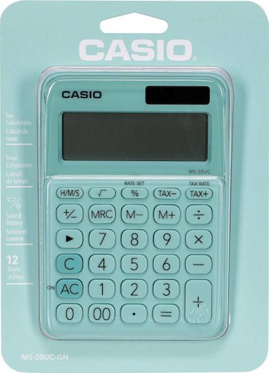 Casio MS-20UC Αριθμομηχανή Λογιστική 12 Ψηφίων σε Πράσινο Χρώμα