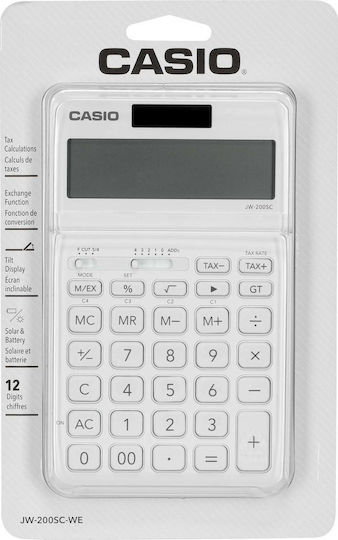 Casio JW-200SC Taschenrechner Buchhaltung 12 Ziffern in Weiß Farbe 1Stück