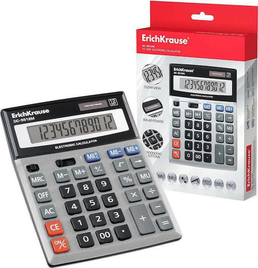 ErichKrause DC-5512M Calculator 12 Digits in Silver Color 1pcs