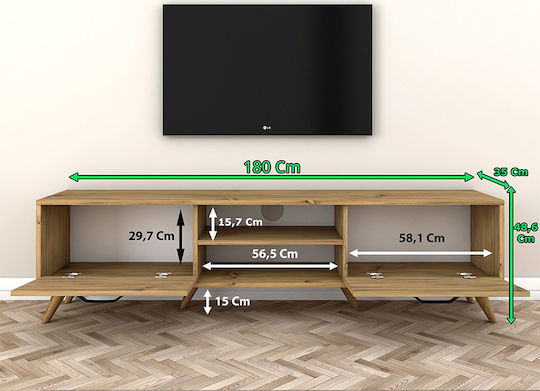 Έπιπλο Τηλεόρασης Sabian Ανοιχτό Καρυδί Μ180xΠ35xΥ48.5cm