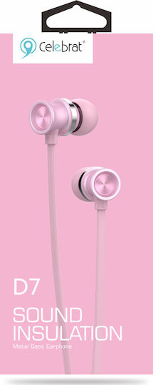 Celebrat D7 In-ear Handsfree με Βύσμα 3.5mm Ροζ Χρυσό