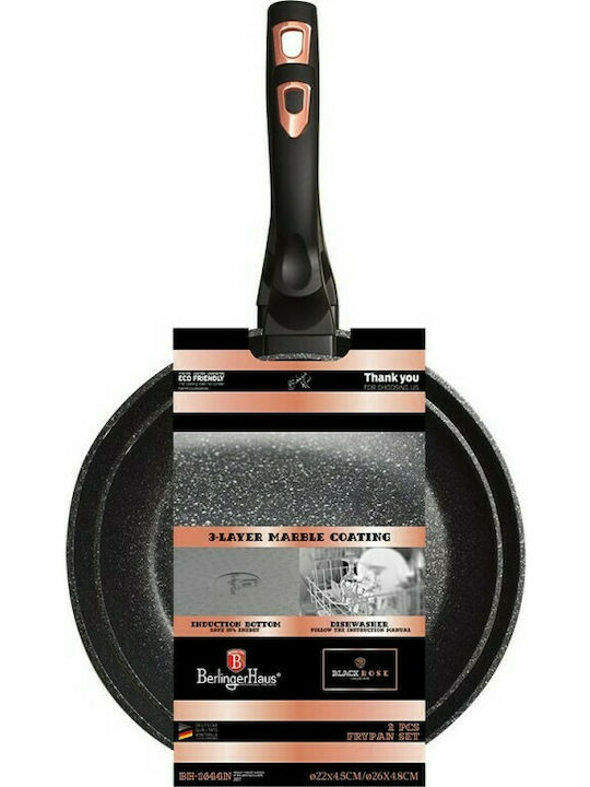 Berlinger Haus Black Rose Collection Комплект тигани от Леярски Алуминий Черно BH-1644 2бр