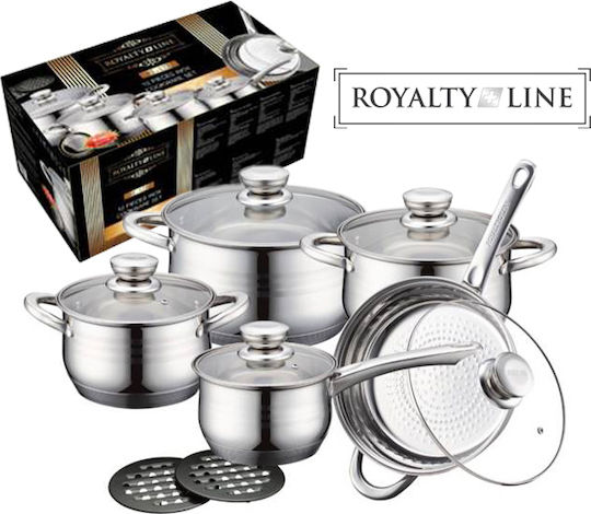Royalty Line RL-1232 Σετ Μαγειρικά Σκεύη από Ανοξείδωτο Ατσάλι Ασημί 12τμχ