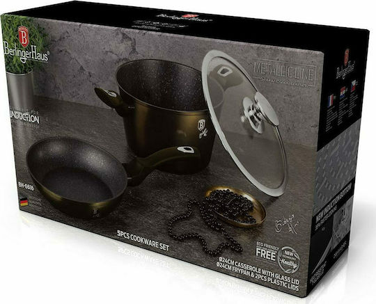 Berlinger Haus Shiny Black Edition Σετ Μαγειρικά Σκεύη από Αλουμίνιο Μαύρα με Επίστρωση από Πέτρα 2τμχ
