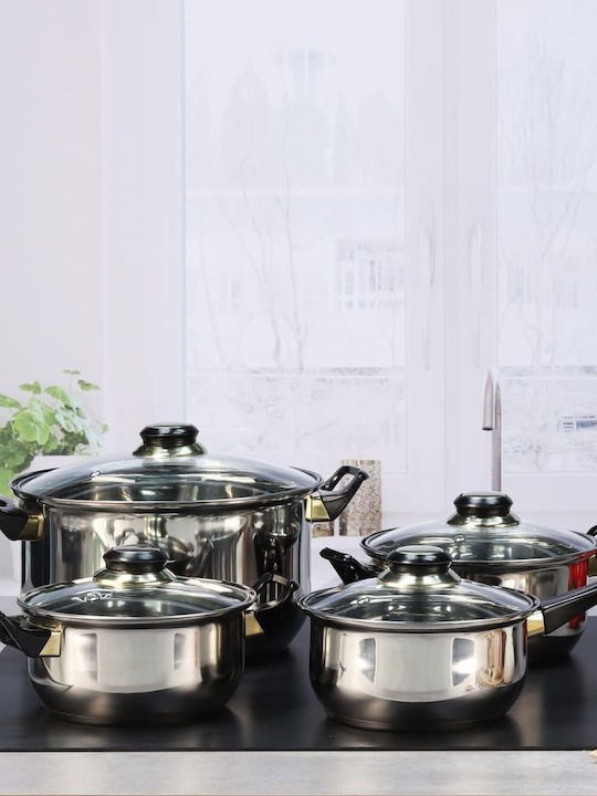 vidaXL Cookware Set of Stainless Steel with No Coating Silver 12pcs