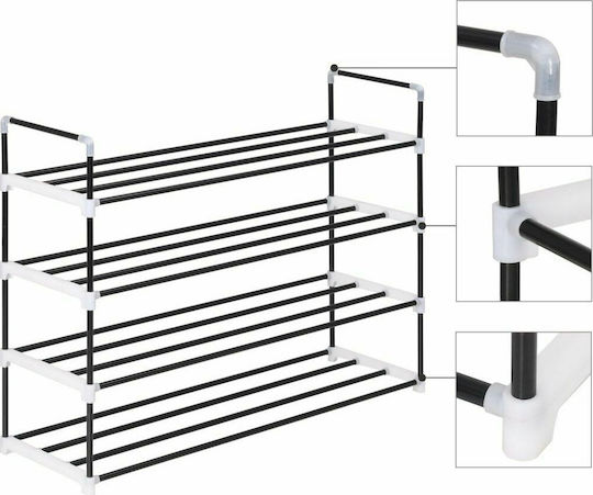 Plastik Schuhschrank mit 4 Regalen Schwarz L91xW29xH74cm