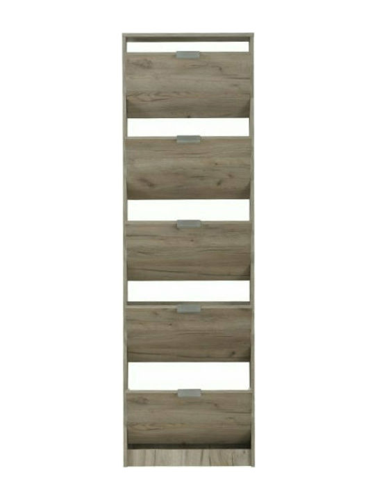 Ξύλινη Παπουτσοθήκη Base 15 με 5 Ράφια Grey Oak Μ58xΠ18xΥ191.5cm