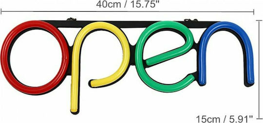 Open LED Sign One - Sided 40x15cm Yellow / Red / Blue / Green