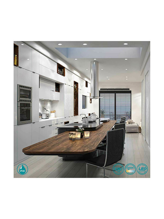 Gea Luce Dione Rund Metallisch Einbau Spot mit integriertem LED und Warmweißes Licht Weiß 9x9cm. 1Stück