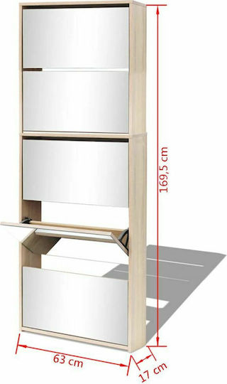 Suport pentru pantofi cu 5 Rafturi Albă L63xW17xH169.5cm
