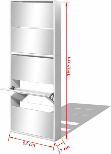 Suport pentru pantofi cu 5 Rafturi Albă L63xW17xH169.5cm