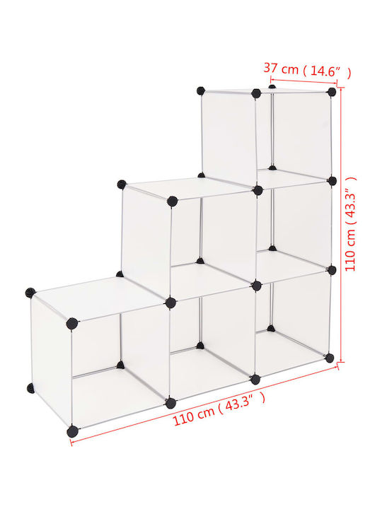 Plastică Suport pentru pantofi cu 3 Rafturi Albă L110xW37xH110cm