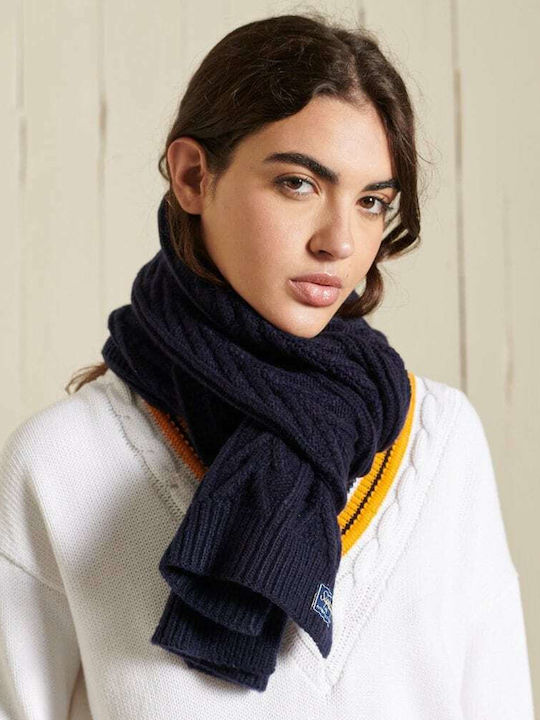Cable Lux Γυναικείο Πλεκτό Κασκόλ Navy Μπλε
