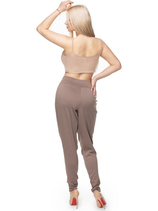 PeeKaBoo 0106 Women's Fabric Trousers in Loose Fit Beige 131932