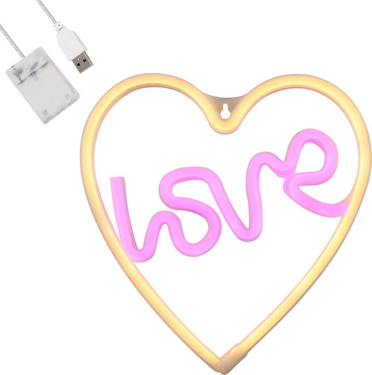 GloboStar Neon Φωτιστικό LED Θερμό Λευκό Love
