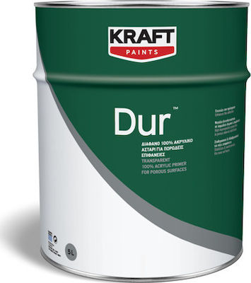 Kraft Dur 100% Ακρυλικό Διάφανο Αστάρι για Πορώδεις Επιφάνειες Suitable for Plasterboard / Construction Materials / Masonry 1lt