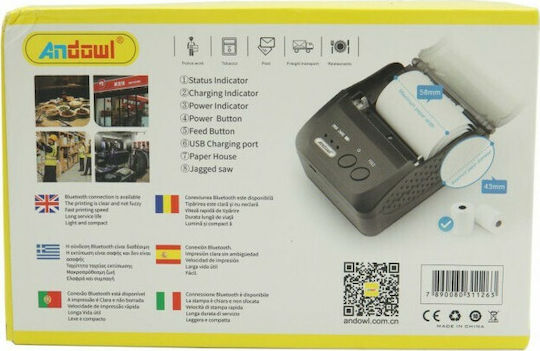 Andowl Portable Thermal Receipt Printer Bluetooth