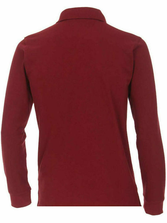 REDMOND Men's burgundy long-sleeved polo shirt