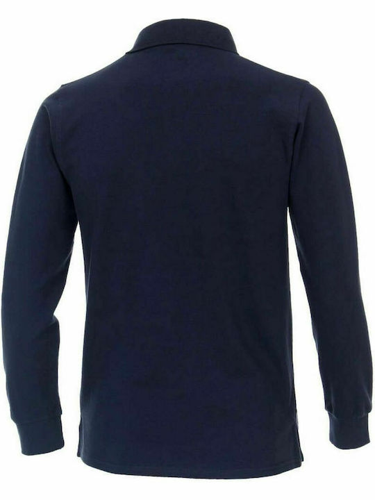 REDMOND Men's blue navy long sleeve polo shirt