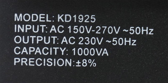 Kraft & Dele KD-1925 Stabilizator de Tensiune 1000VA cu 2 Prize Curent