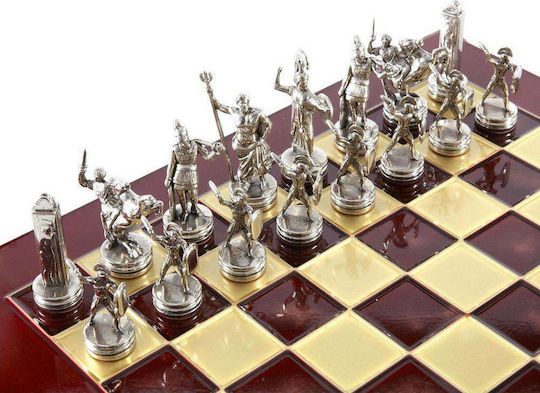 Manopoulos Greek Mythology Handmade Chess Metal with Pawns 36x36cm