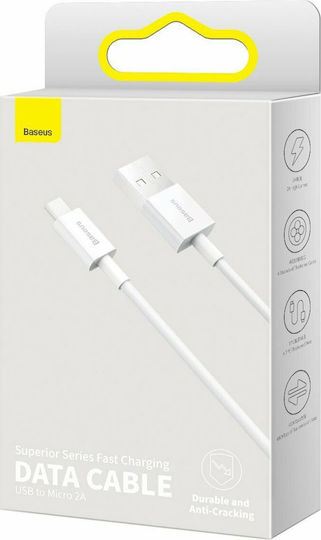 Baseus Superior Series 1m Regular USB 2.0 to micro USB Cable White (CAMYS-02)