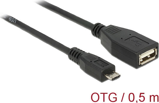 DeLock Regular USB 2.0 to micro USB Cable Μαύρο 0.5m (83183)