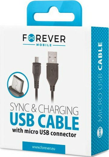 Forever Flat USB 2.0 to micro USB Cable Μαύρο 1m (5900495323750)