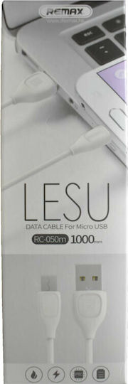 Remax Lesu RC-050m Regular USB 2.0 to micro USB Cable Λευκό 1m