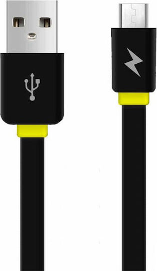 Awei Flat USB 2.0 to micro USB Cable Μαύρο 1m (CL-950)