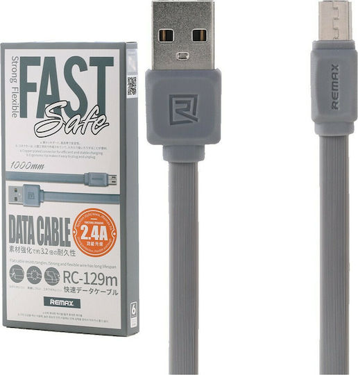 Remax Flat USB 3.0 to micro USB Cable Γκρι 1m (Fast Safe)