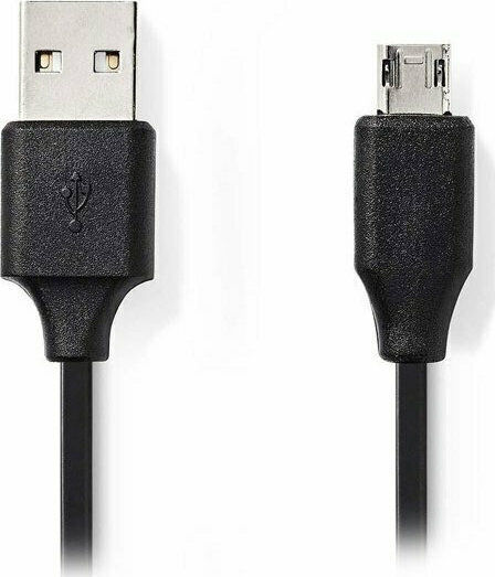 Nedis Regular USB 2.0 to micro USB Cable Μαύρο 0.2m (CCGP60515BK02)