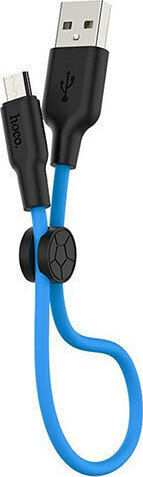 Hoco X21 Plus Braided USB 2.0 spre micro USB Cablu Albastru 0.25m (HOC-X21Pm-BL) 1buc