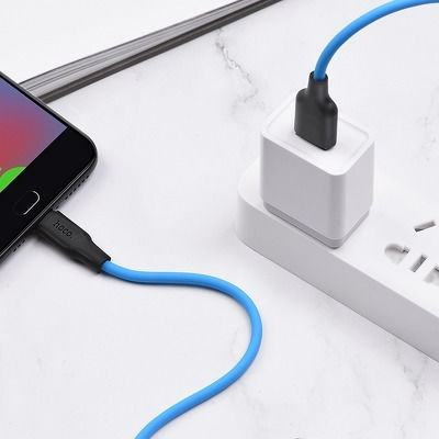 Hoco X21 Plus Braided USB 2.0 spre micro USB Cablu Albastru 0.25m (HOC-X21Pm-BL) 1buc