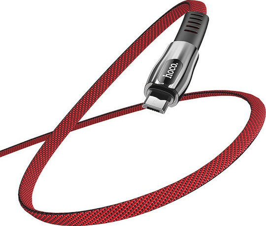 Hoco U70 Splendor Flat / LED USB 2.0 to micro USB Cable Κόκκινο 1.2m (HOC-U70m-R)