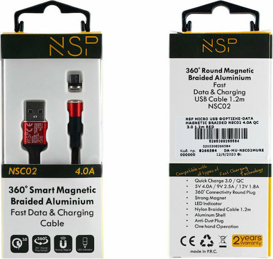 NSP NSC02 Geflochten USB 2.0 auf Micro-USB-Kabel Rot 1.2m 1Stück