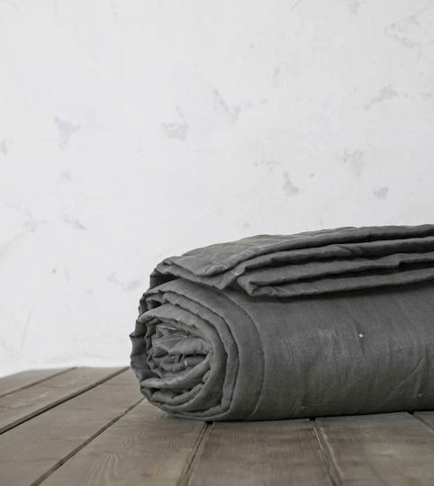 Nima Linen Tagesdecken Übergröße Dunkelgrau 240x260cm