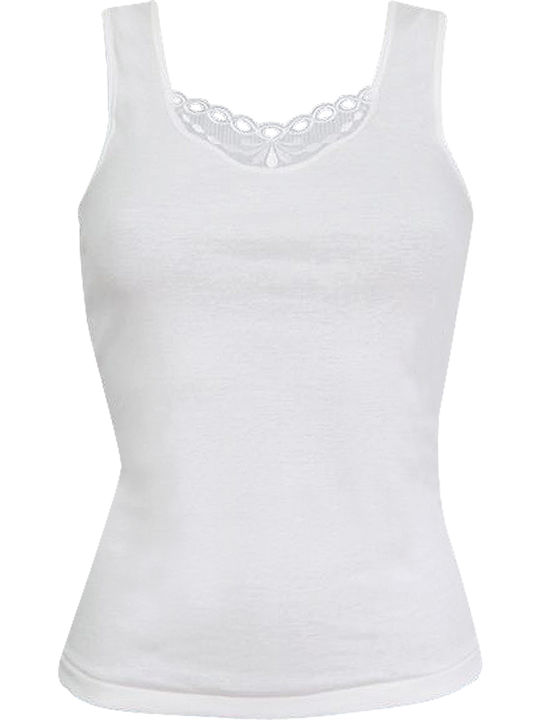 Women's Sleeveless Cotton T-Shirt White 2Pack