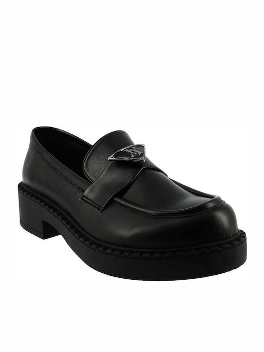 IQ Shoes 22-450 Leather Women's Loafers in Black Color 22.450 BLACK