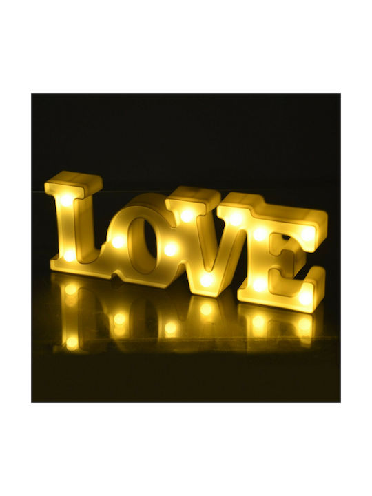 GloboStar Διακοσμητικό Φωτιστικό LED Θερμό Λευκό 2700K Love 32x12x5εκ.