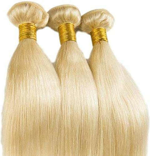 Bioshev Professional Haarteile mit Clip mit Echthaar in Dunkelheit Blond Farbe 613 50cm 613