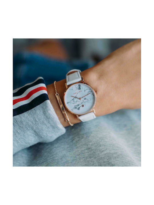 Meller Watch with White Leather Strap