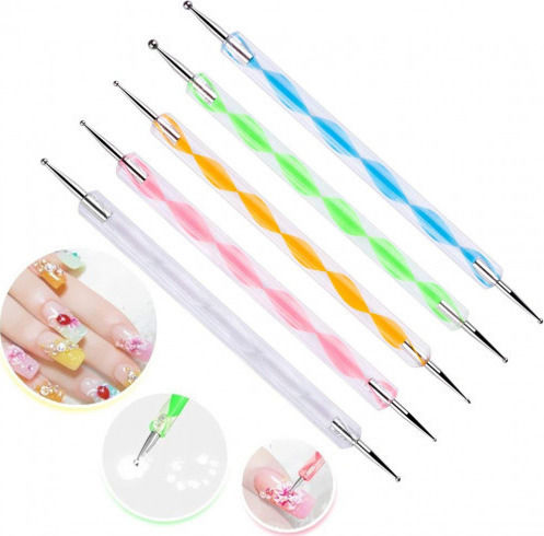 Set of 5 plastic nail decoration tools with dots 24646 Set Nail Brushes Dotting Tool GN27723